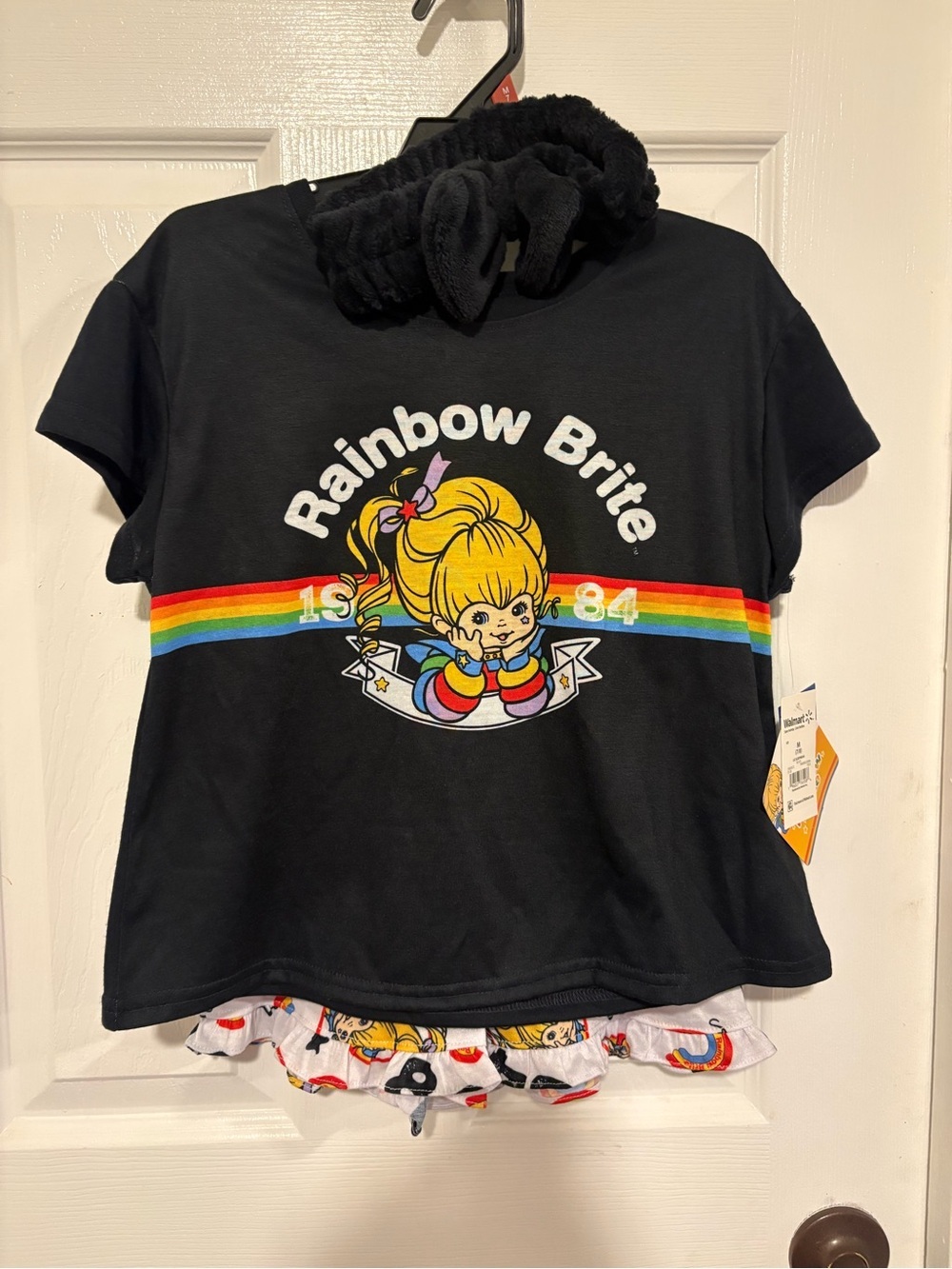 Girls Rainbow Brite Black Graphic Pajama Set Med 7/8